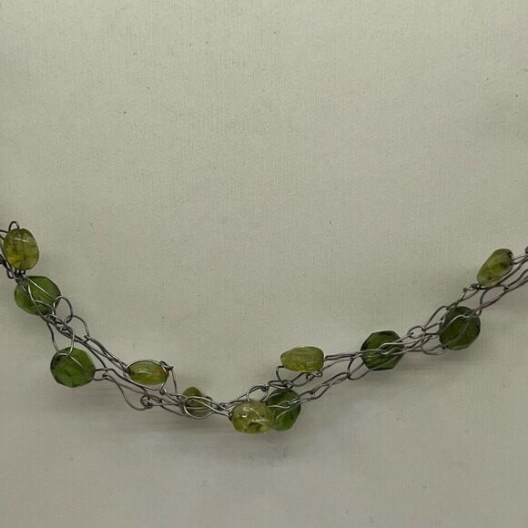 Handcrafted Station Beaded Bib Necklace Chain Silver Tone Classic Statement - Picture 4 of 6